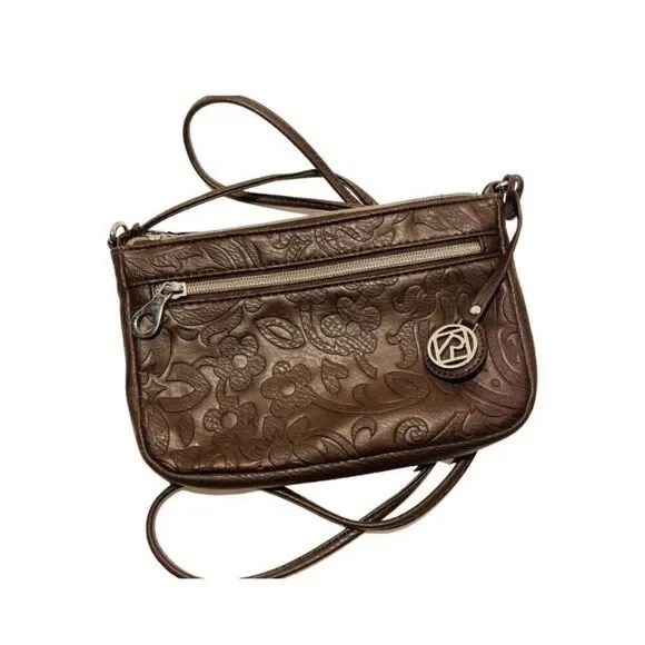 Relic Floral Embossed Brown Crossbody Bag - Picture 2 of 6